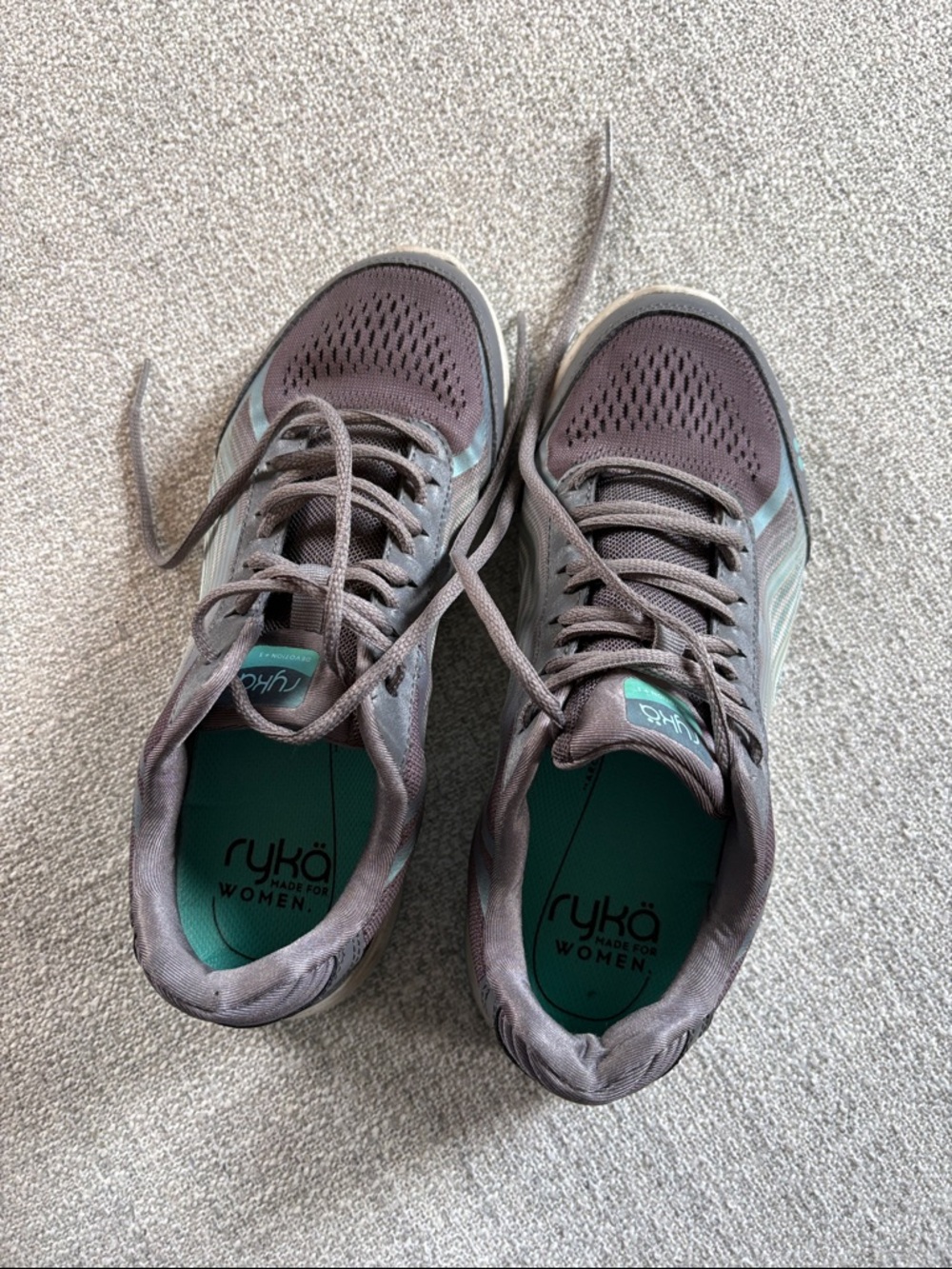 Ryka Taupe Mesh Sneakers with Teal Insoles